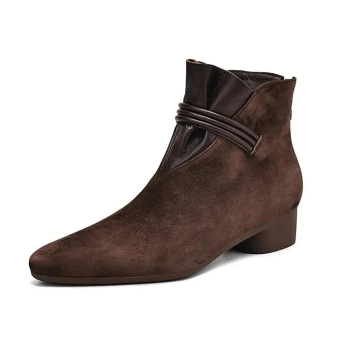 Berthild | Stiefeletten in Veloursoptik mit Innenreißverschluss