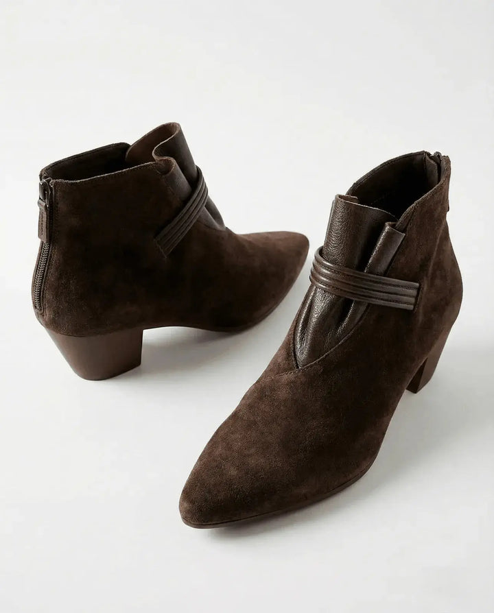 Berthild | Stiefeletten in Veloursoptik mit Innenreißverschluss