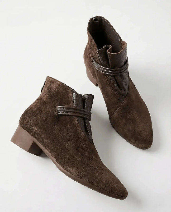 Berthild | Stiefeletten in Veloursoptik mit Innenreißverschluss