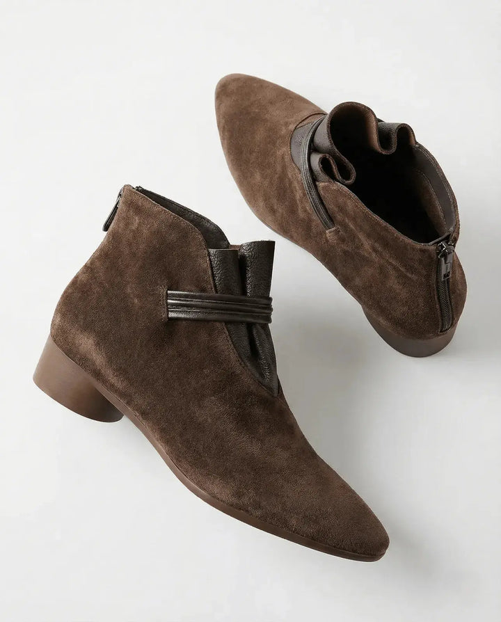 Berthild | Stiefeletten in Veloursoptik mit Innenreißverschluss