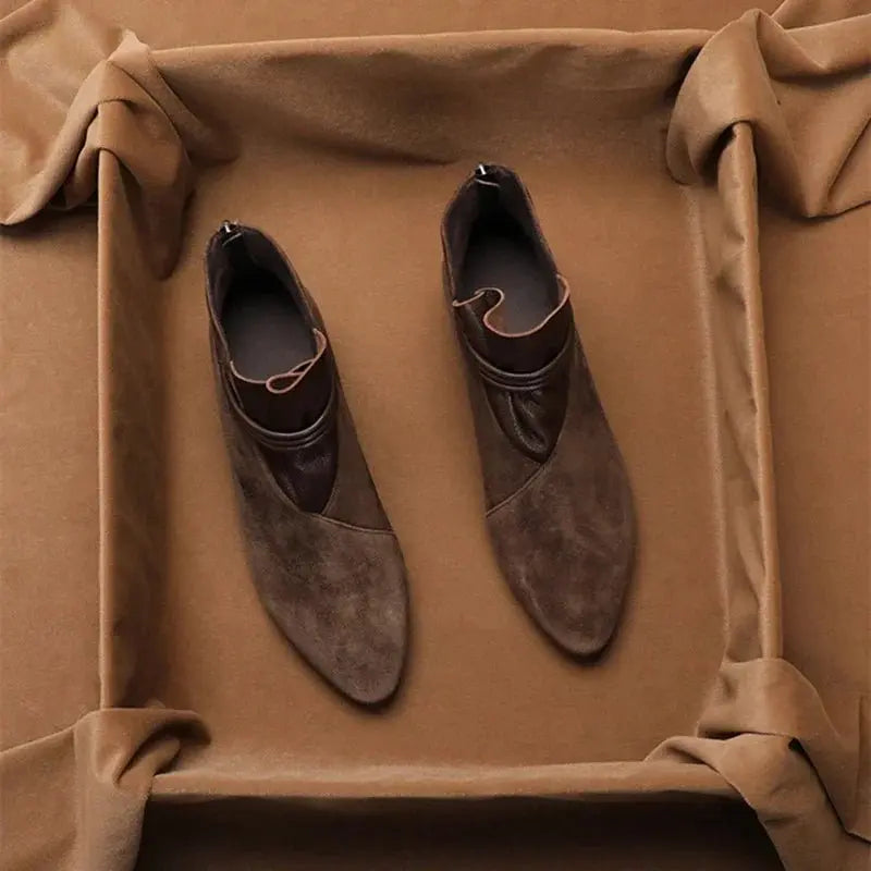Berthild | Stiefeletten in Veloursoptik mit Innenreißverschluss