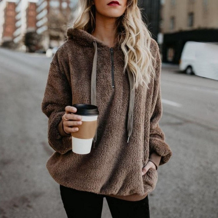 Odette | Kapuzenpullover mit halbem Reißverschluss und Kordelzug