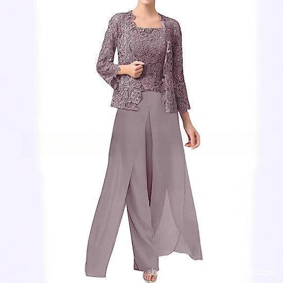 Odette | Elegantes Chiffon-Set mit weiter Hose - Detailansicht