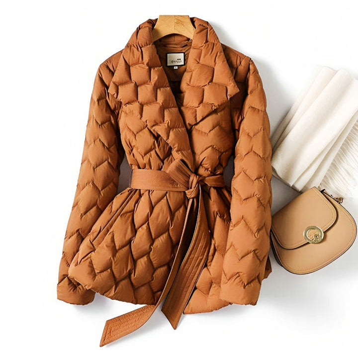 Margit | Puffer-Winterjacke mit Taillengürtel und warmer Isolierung