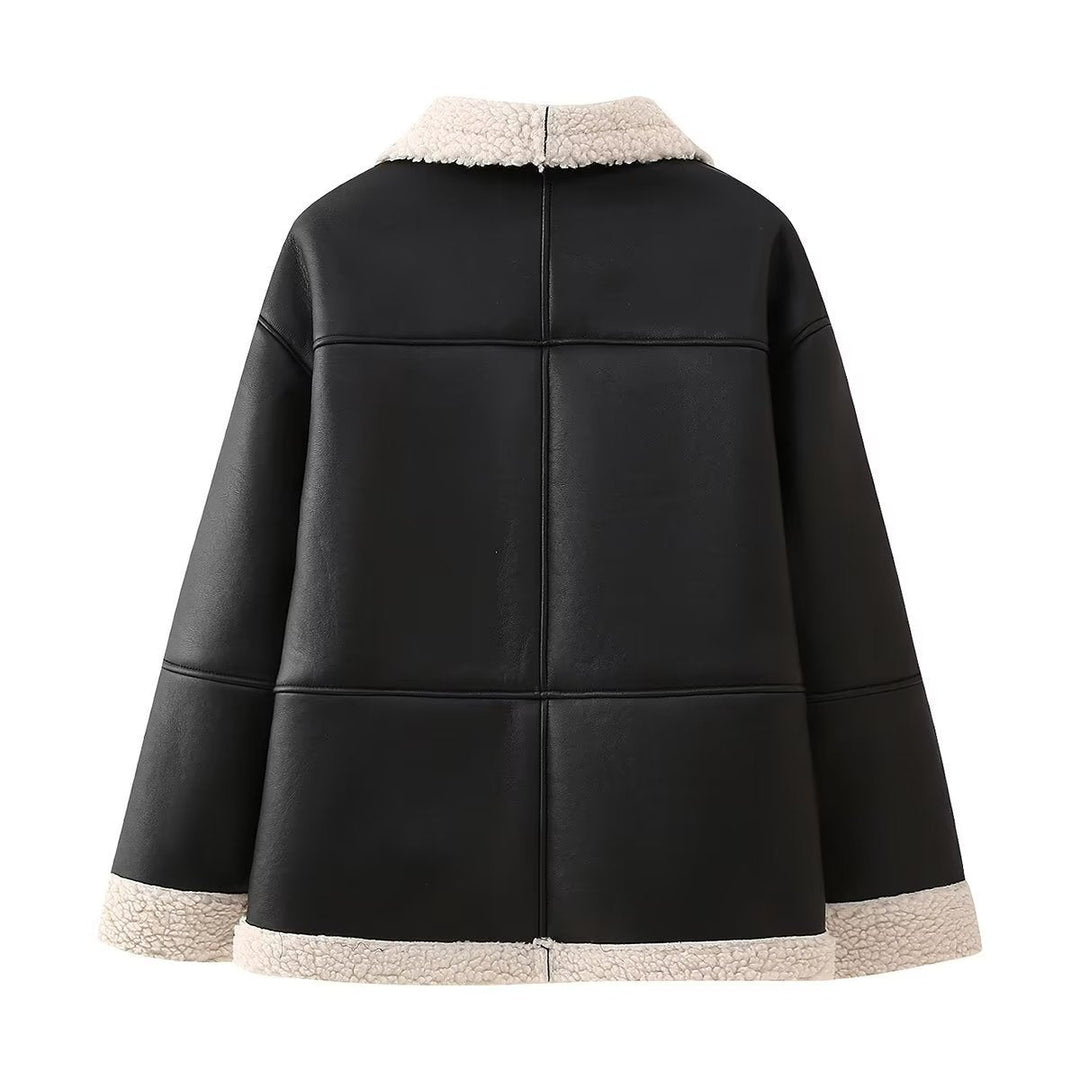 Friedelinde | Oversized Aviator-Jacke mit Teddyfutter