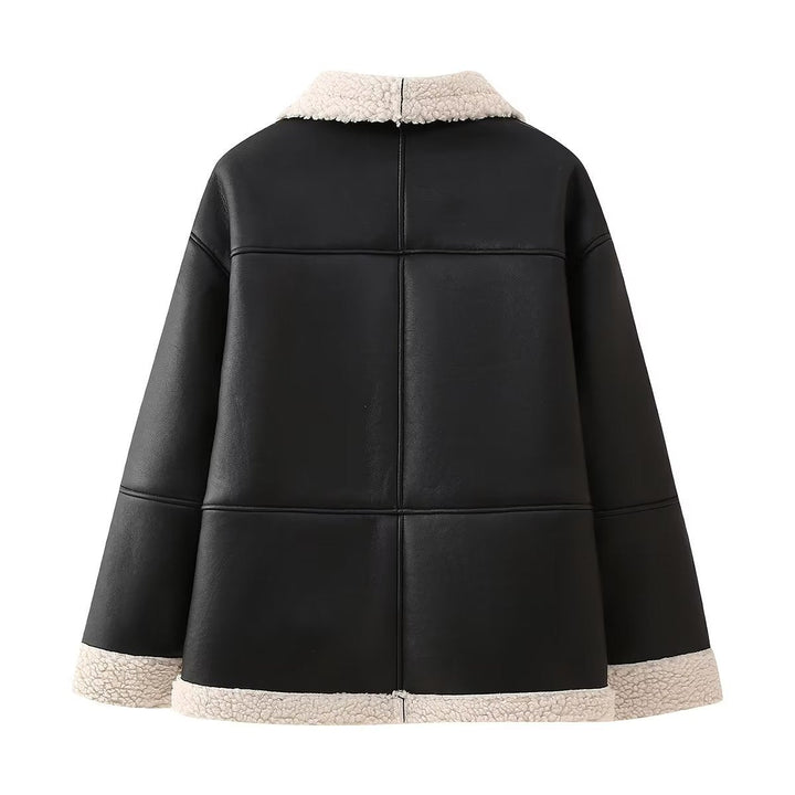 Friedelinde | Oversized Aviator-Jacke mit Teddyfutter