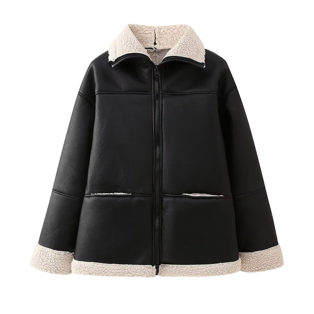 Friedelinde | Oversized Aviator-Jacke mit Teddyfutter