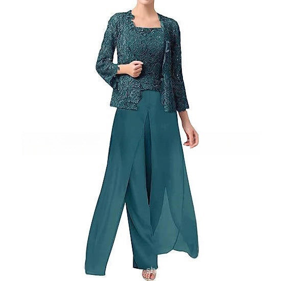 Odette | Elegantes Chiffon-Set mit weiter Hose - Detailansicht