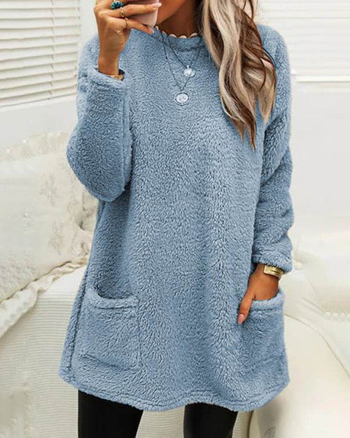 Janina | Langer Fleece-Pullover mit geräumigen Taschen