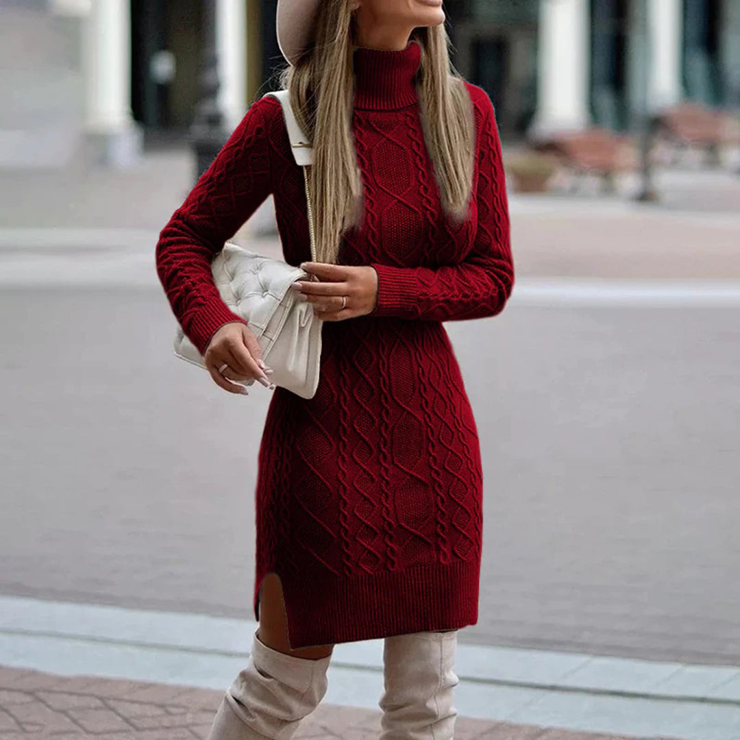 Traudel | Kleid mit Rollkragen, langen Ärmeln und schlanker Passform
