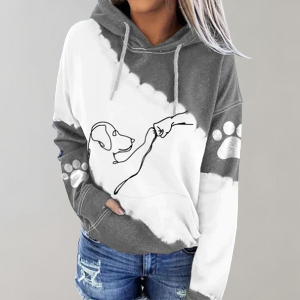 Angela | Kapuzenpullover mit Hundeprint und weichem Stoff
