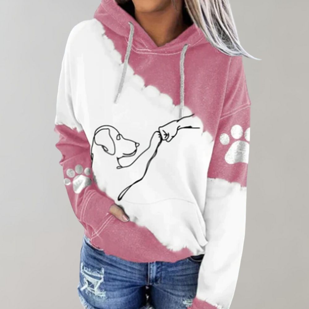Angela | Kapuzenpullover mit Hundeprint und weichem Stoff