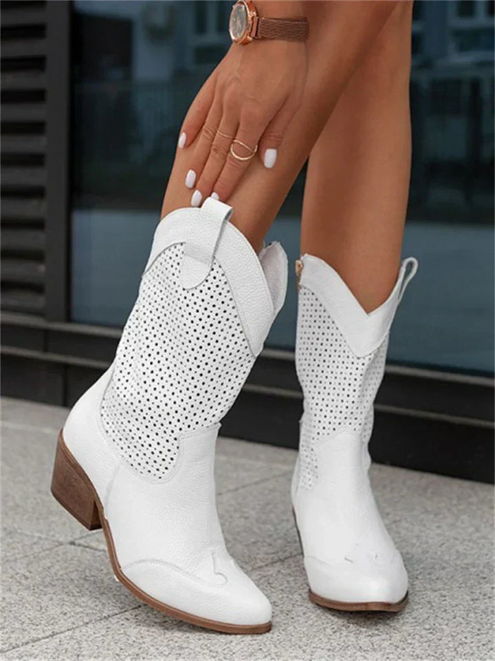 Eva-Trud | Hohe Stiefel aus veganem Leder mit strukturiertem Design