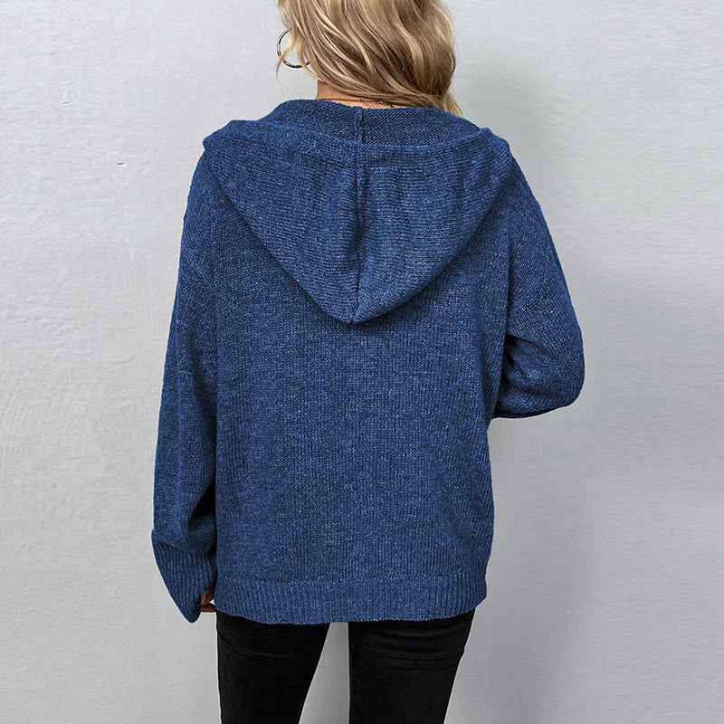 Cäcilie | Strickjacke mit Kapuze und Kordelzug