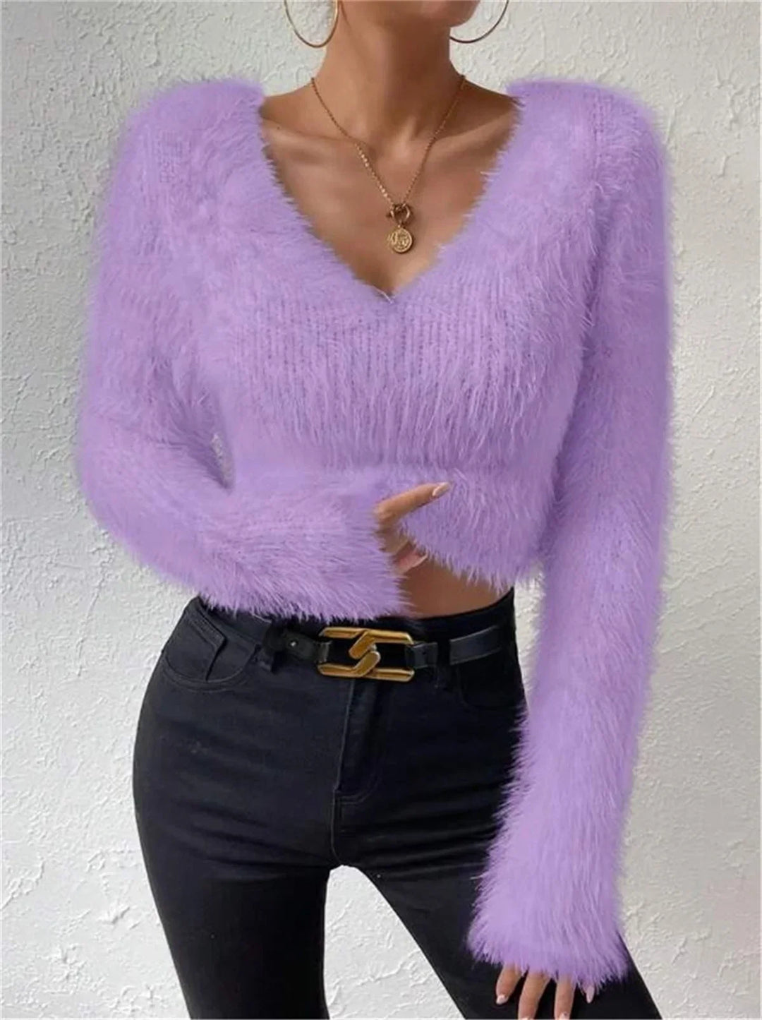 Marie-Gard | Gefiederter Strickpullover mit V-Ausschnitt