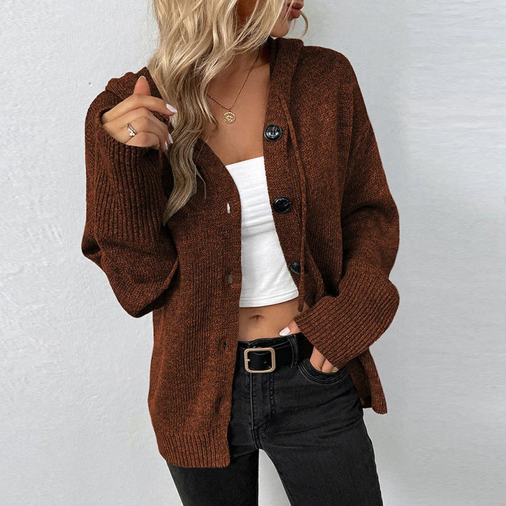 Cäcilie | Strickjacke mit Kapuze und Kordelzug