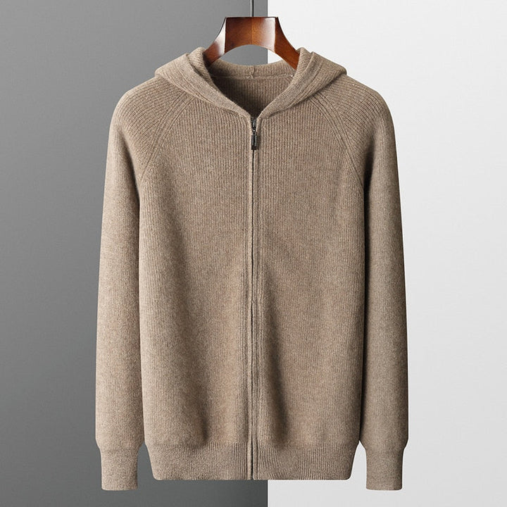 Gebhard | Strickjacke mit Kapuze und durchgehendem Reißverschluss