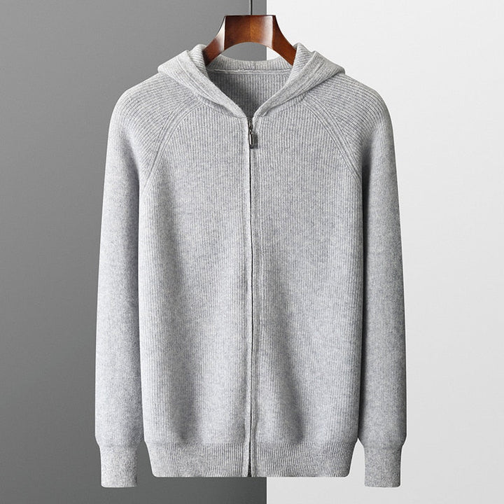 Gebhard | Strickjacke mit Kapuze und durchgehendem Reißverschluss