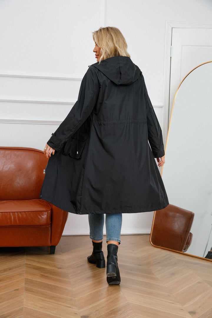 Lise-Sophie | Lange Jacke mit Kapuze und wasserabweisendem Stoff