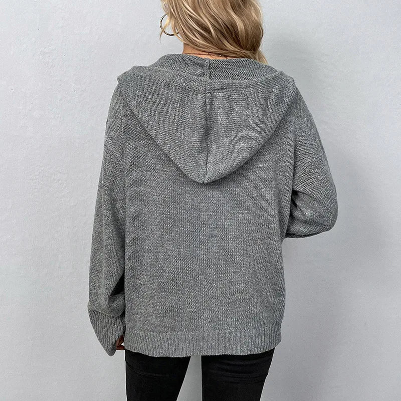 Cäcilie | Strickjacke mit Kapuze und Kordelzug
