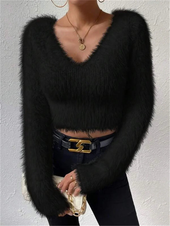 Marie-Gard | Gefiederter Strickpullover mit V-Ausschnitt