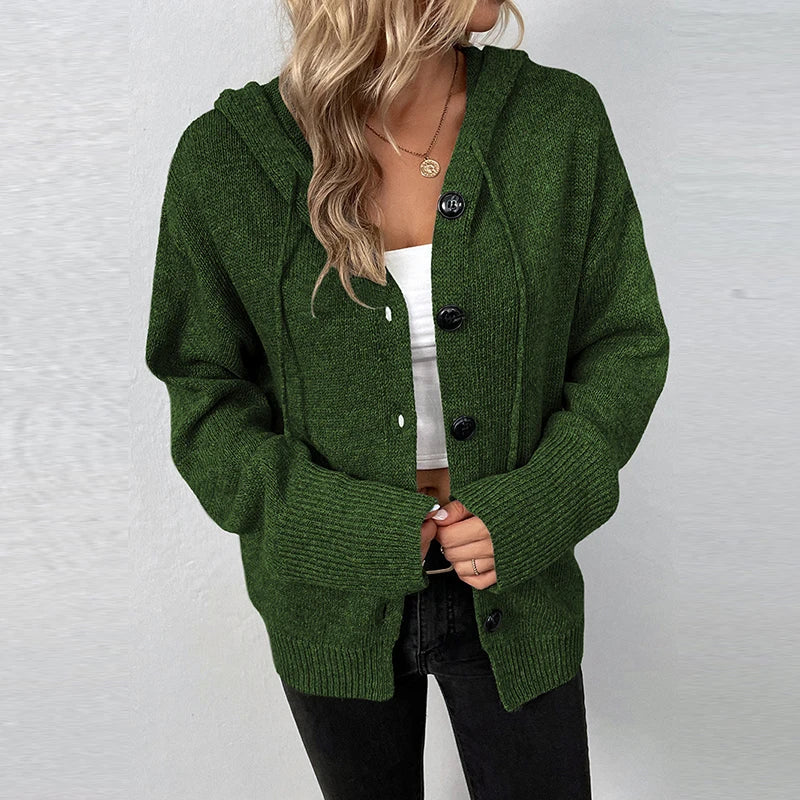 Cäcilie | Strickjacke mit Kapuze und Kordelzug