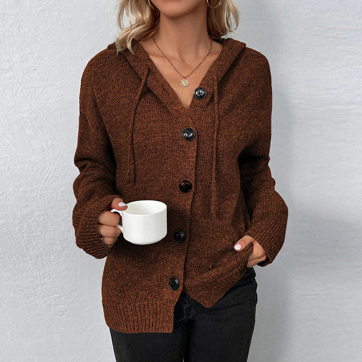 Cäcilie | Strickjacke mit Kapuze und Kordelzug