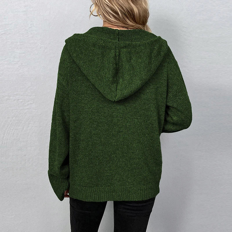 Cäcilie | Strickjacke mit Kapuze und Kordelzug