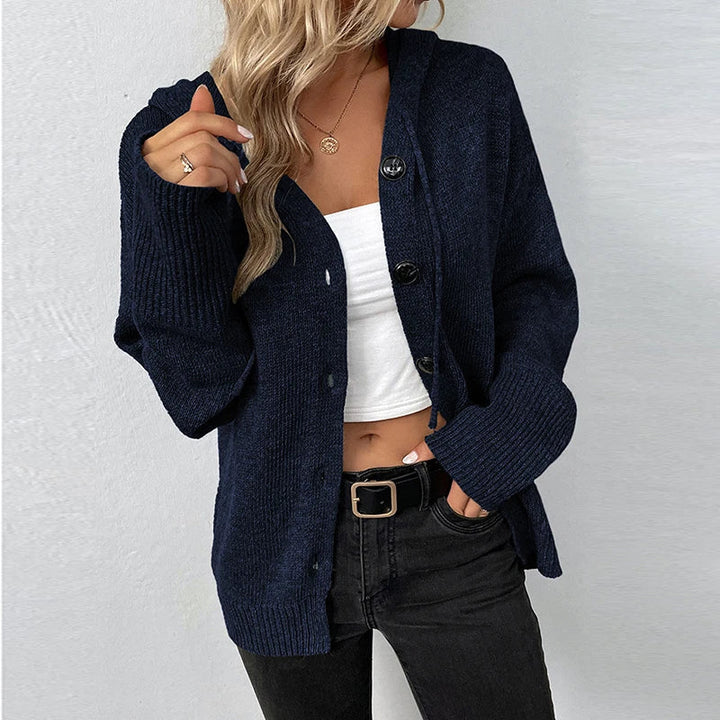 Cäcilie | Strickjacke mit Kapuze und Kordelzug