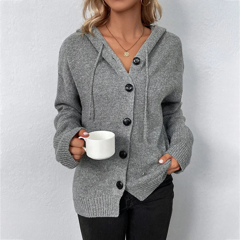 Cäcilie | Strickjacke mit Kapuze und Kordelzug