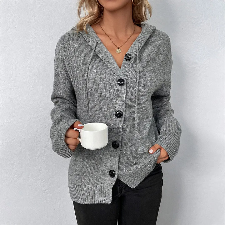 Cäcilie | Strickjacke mit Kapuze und Kordelzug