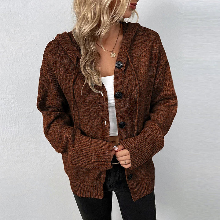 Cäcilie | Strickjacke mit Kapuze und Kordelzug