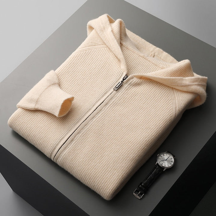 Gebhard | Strickjacke mit Kapuze und durchgehendem Reißverschluss