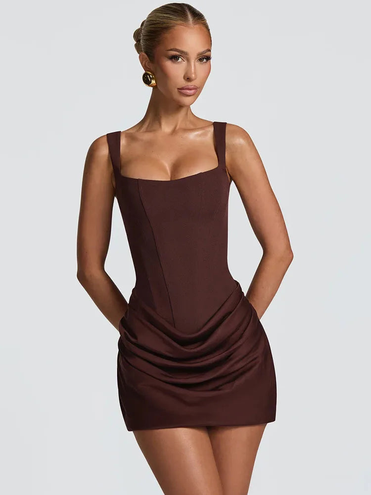 Hildburg | Kleid in Korsagen-Optik mit drapiertem Rock
