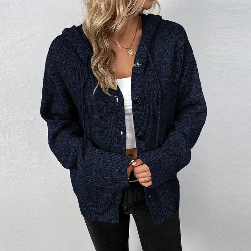 Cäcilie | Strickjacke mit Kapuze und Kordelzug