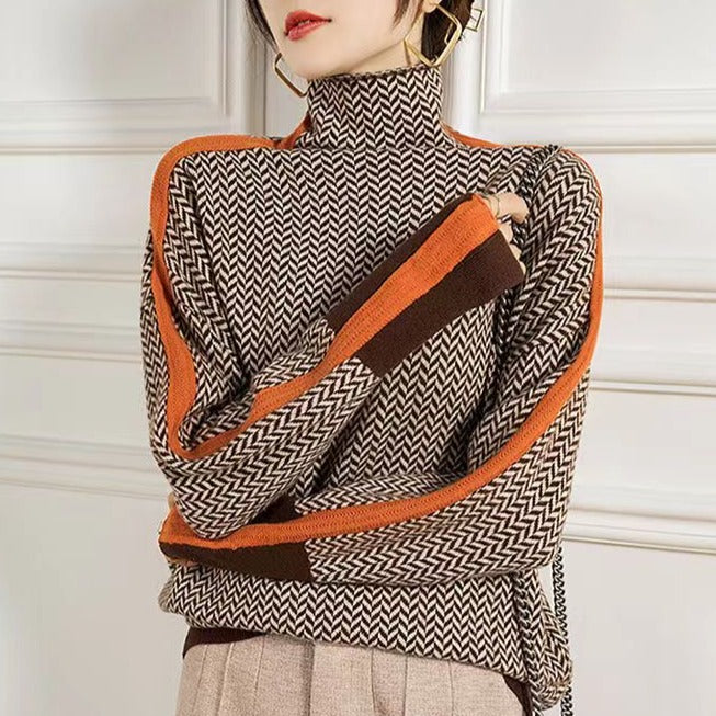 Hanne-Marie | Figurschmeichelnder Rollkragenpullover mit einzigartigem Muster