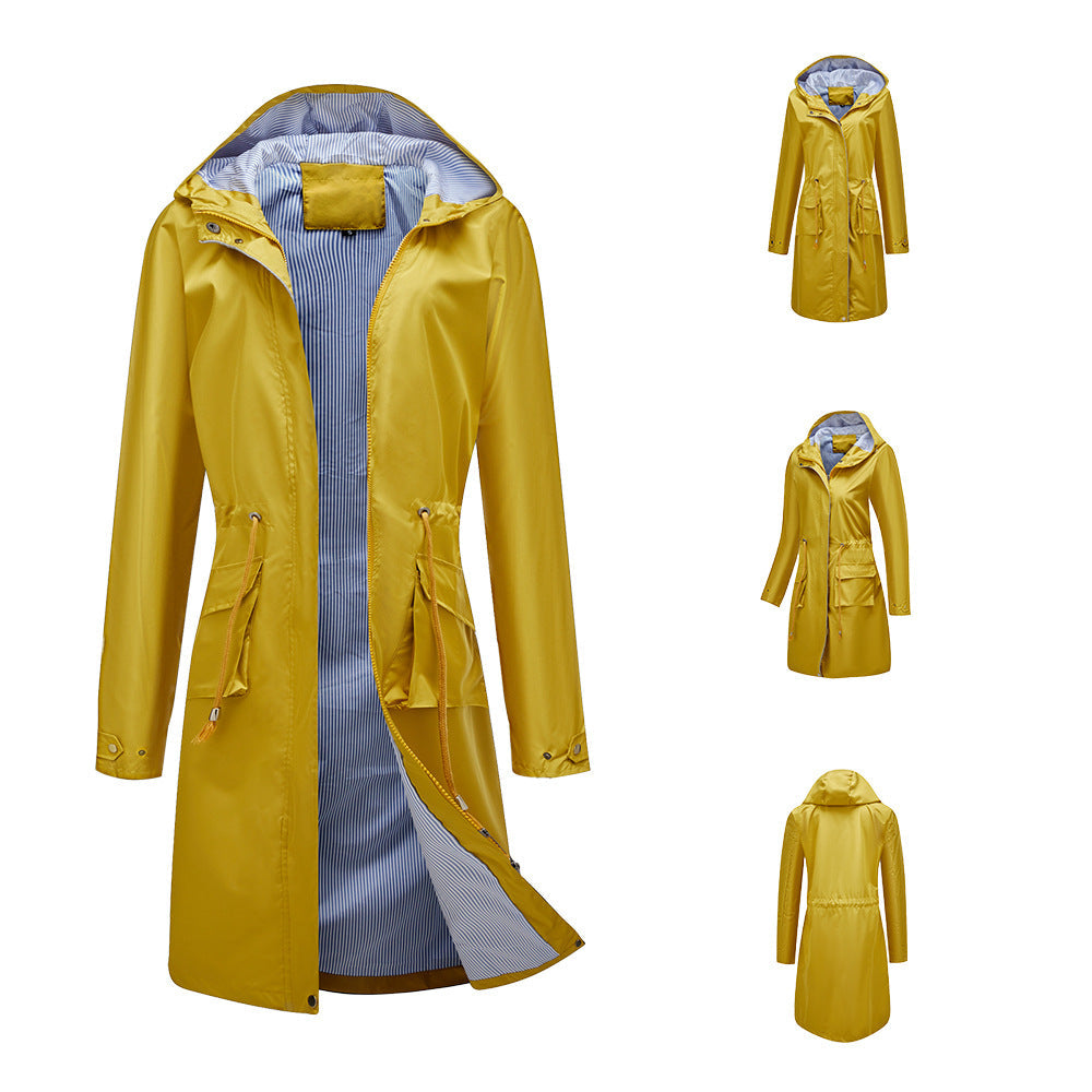 Lise-Sophie | Lange Jacke mit Kapuze und wasserabweisendem Stoff