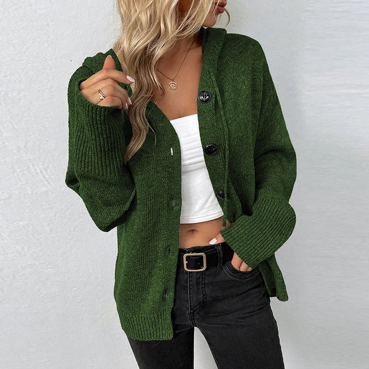 Cäcilie | Strickjacke mit Kapuze und Kordelzug
