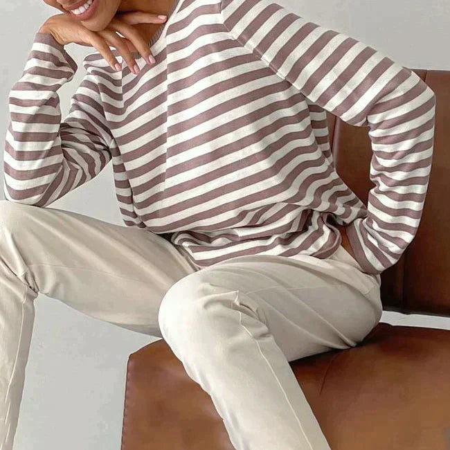 Fiona | Elegantes Langarmshirt mit Streifen (1 kaufen, 1 GRATIS dazu)