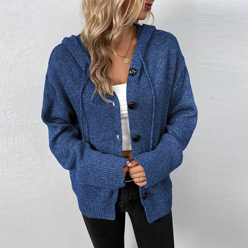 Cäcilie | Strickjacke mit Kapuze und Kordelzug