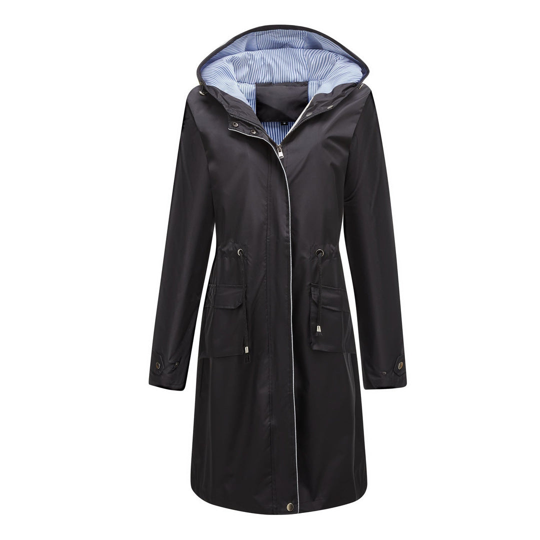 Lise-Sophie | Lange Jacke mit Kapuze und wasserabweisendem Stoff