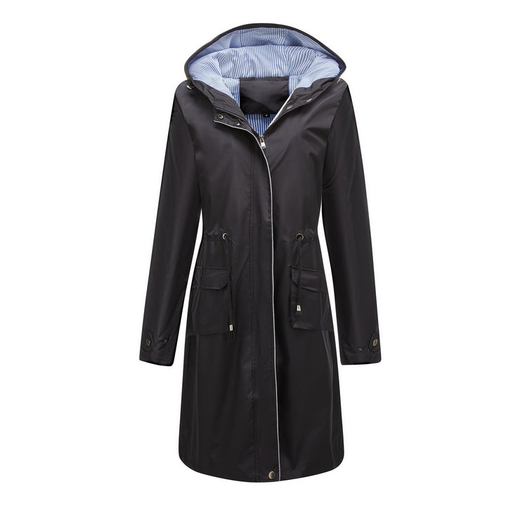 Lise-Sophie | Lange Jacke mit Kapuze und wasserabweisendem Stoff
