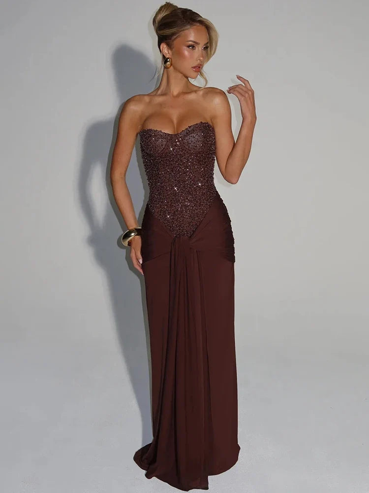 Ortrun | Trägerkleid in Satin-Optik mit V-Ausschnitt