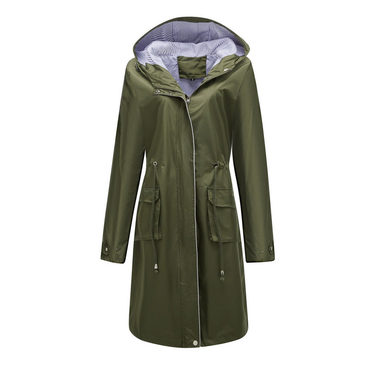 Lise-Sophie | Lange Jacke mit Kapuze und wasserabweisendem Stoff