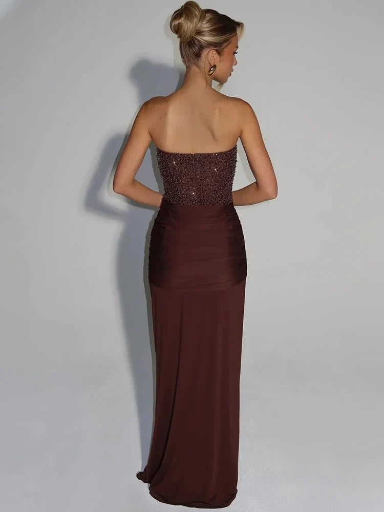 Ortrun | Trägerkleid in Satin-Optik mit V-Ausschnitt