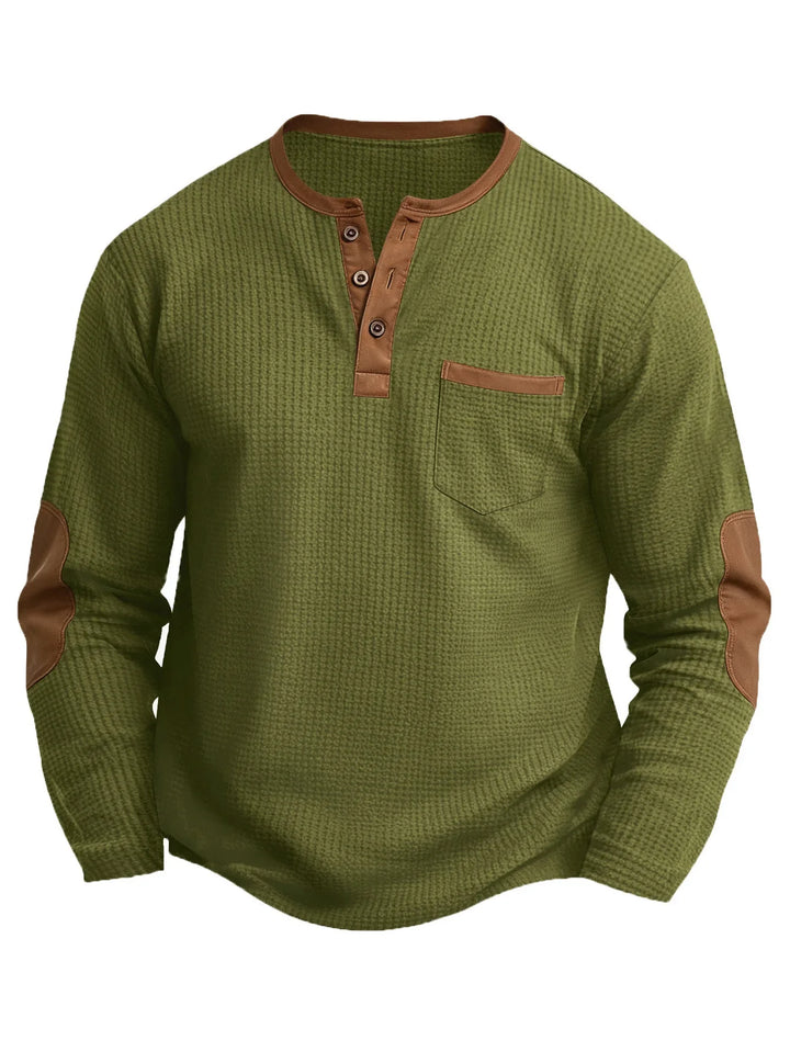 Winfried | Henley-Pullover mit Waffelstruktur