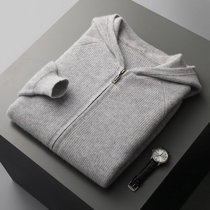 Gebhard | Strickjacke mit Kapuze und durchgehendem Reißverschluss