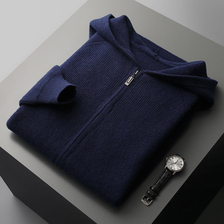 Gebhard | Strickjacke mit Kapuze und durchgehendem Reißverschluss