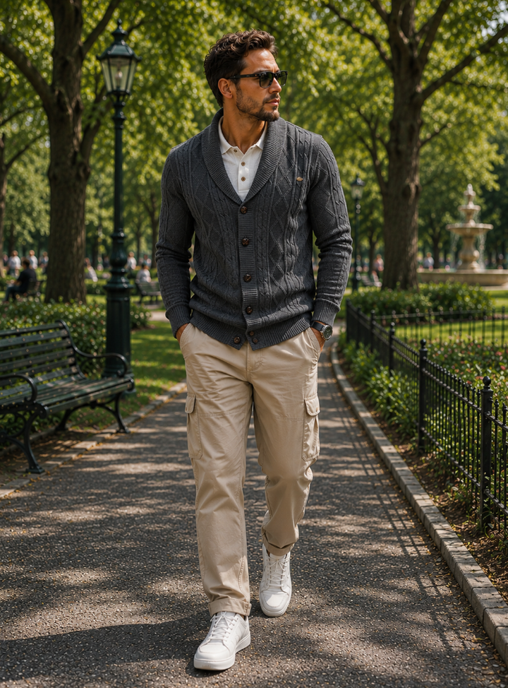 Herren-Cardigan mit Knopfleiste