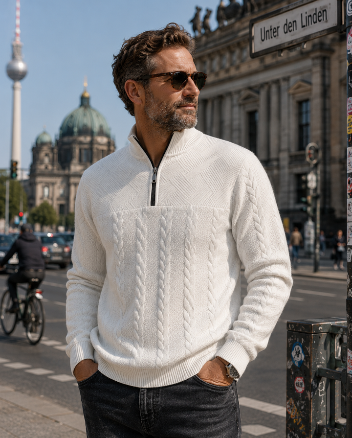 Roman | Eleganter Vintage-Pullover mit Reißverschluss